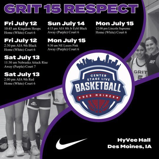 Here is my schedule for this weekend in Iowa!  Really looking forward to competing with my team! <a href="/grithoops/">GRIT</a>