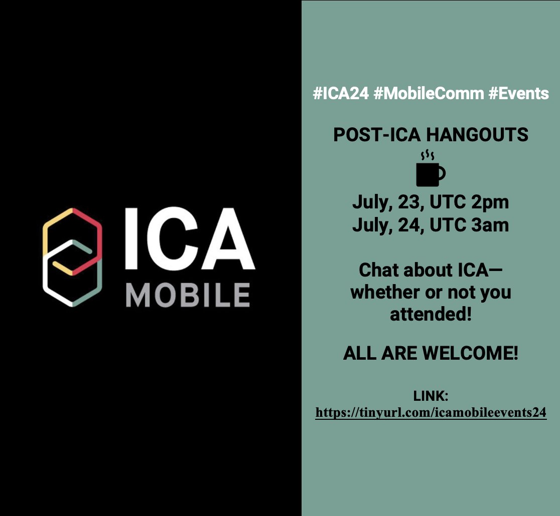 ICA_Mobile's tweet photo. Gold Coast is over, but the division remains active! Join us in two weeks at our post-ICA virtual social hangout where you can meet, chat with, and chill with people in our community!👐 Hangout link -> https://t.co/wYrUlMZEh3 

#ICA24 #MobileComm #Events https://t.co/BCdPf3rxj1