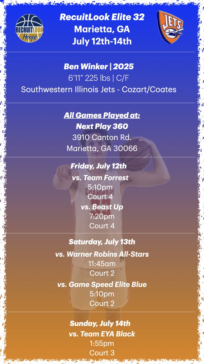 My schedule for this weekend's <a href="/RL_Hoops/">RecruitLook Hoops</a> Elite 32 in Atlanta 👇

<a href="/coachdanamorgan/">Dana Morgan</a> 
<a href="/Coachmcmurray/">Andre McMurray</a> 
<a href="/RL_HoopsMO/">RecruitLook Hoops Missouri</a> 
<a href="/CCPBasketball/">Chaminade Basketball</a>