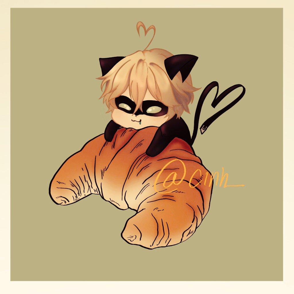 Drools over croissant with my tail in the shape of a heart