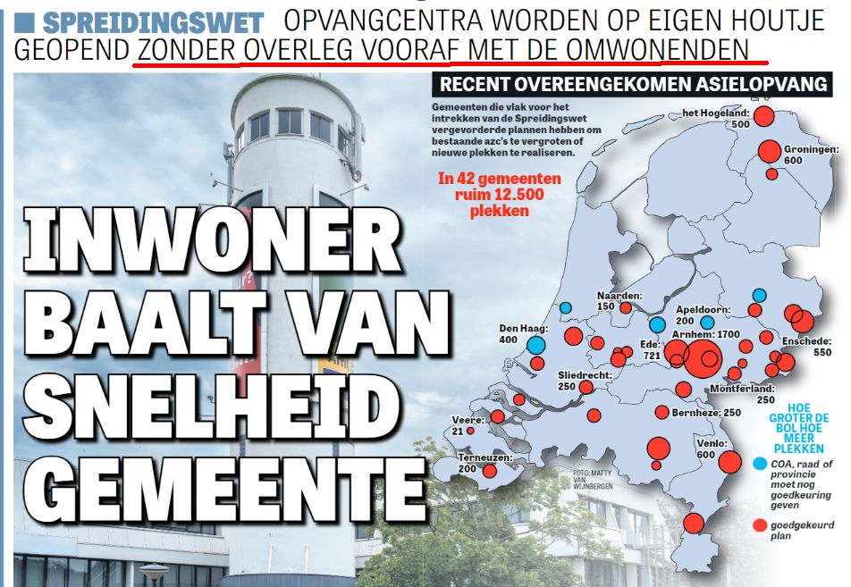 Gerard1945X's tweet photo. De 42 gemeenten die zonder overleg met omwonenden nog voor het intrekken van de Spreidingswet tal van AZC's er even snel doorheen jassen.
Bron: Telegraaf, woensdag 10 juli 2024.
#asieldictatuur https://t.co/L548dX1oi1