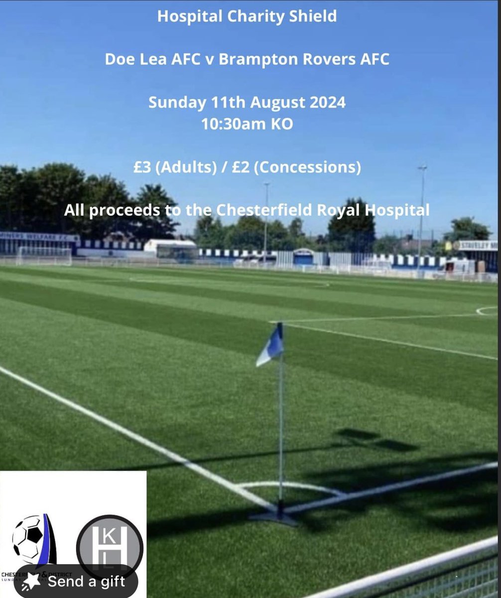 We will support this great Charity Event fund Raiser organised by <a href="/ChesterfieldSL/">ChesterfieldSLeague</a> for the <a href="/royalhospital/">Chesterfield Royal Hospital NHS FT</a> 
Our sponsors <a href="/HKLSpecialists/">HKL Specialists Ltd</a> will assist with a £250 Donation to the fund.
Cafe &amp; Bar Open Pre/During/After
Trojans Community Club ⚽️💙🤍😂👍