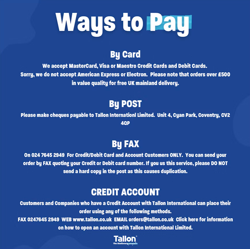 tallonint's tweet photo. Making payments for your orders has never been easier! 👏 https://t.co/ubcYlSbxCl