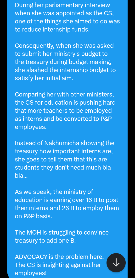 Missakko9's tweet photo. @gabrieloguda @Kenyans @gabrieloguda nakhumicha is killing us instead of fighting for us she's busy fighting against us. We're depressed as interns. This is incompetence and we're asking president to reshuffle this docket. It is killing us π
#OccupyMOH
#PostAllBscCois
#PostAllNOIs
#postallMois https://t.co/J7fJcJNANJ