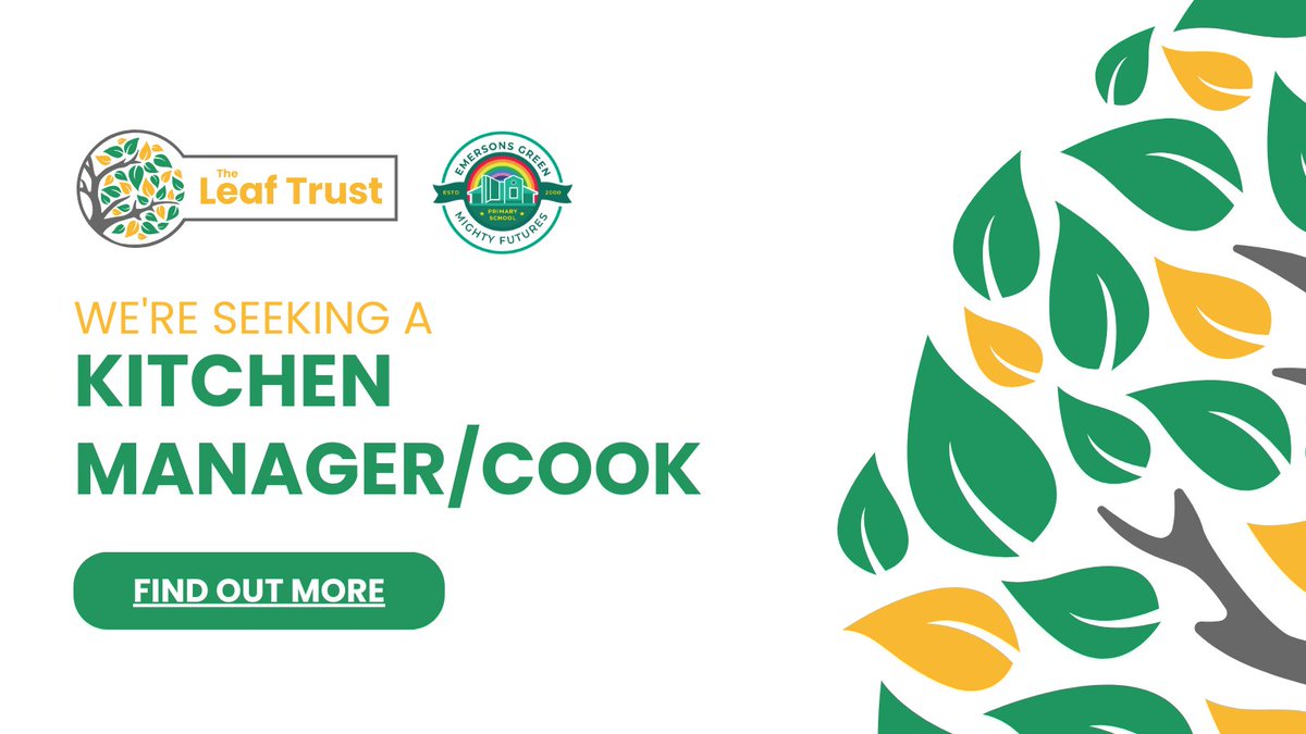 trust_leaf's tweet image. We’re seeking a Kitchen Manager/Cook to make a daily impact on the lives of children at Emersons Green Primary by promoting healthy eating habits and managing a smooth lunch service. If this sounds like you, apply today: shorturl.at/rs5P9
#kitchenManager #SchoolJobs