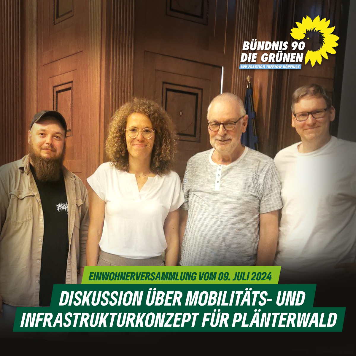 GrueneBVV_TK's tweet photo. Wir freuen uns über die rege Beteiligung der Bürger*innen bei der gestrigen Einwohnerversammlung Plänterwald und danken @claleistner , den Ämtern für Soziales und Gesundheit, der @QPK_BaBerlinTK sowie der BVG und insbesondere der Bürgerini Plänterwald für ihre Stellungnahmen. 1/2 https://t.co/4pyyx5LxbJ