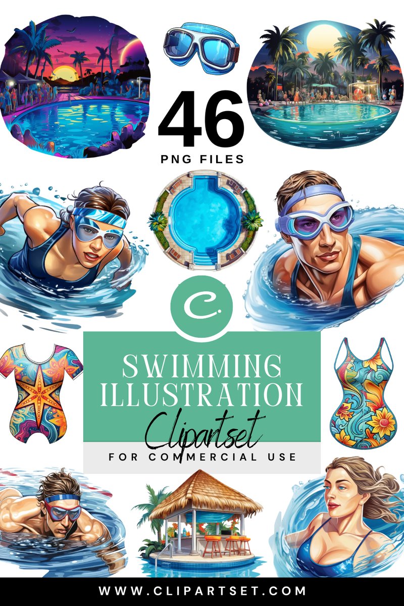 clipartset's tweet image. Discover vibrant Swimming Clipart featuring Pool Girl, Swimmer PNG, and Swimming Goggles. High-quality 300 DPI Transparent PNG Files, Size: 4096 x 4096 Pixels. 

Shop Now : clipartset.com/products/swimm…

#SwimmingClipart #PoolGirl #SwimmerPNG #DigitalArt