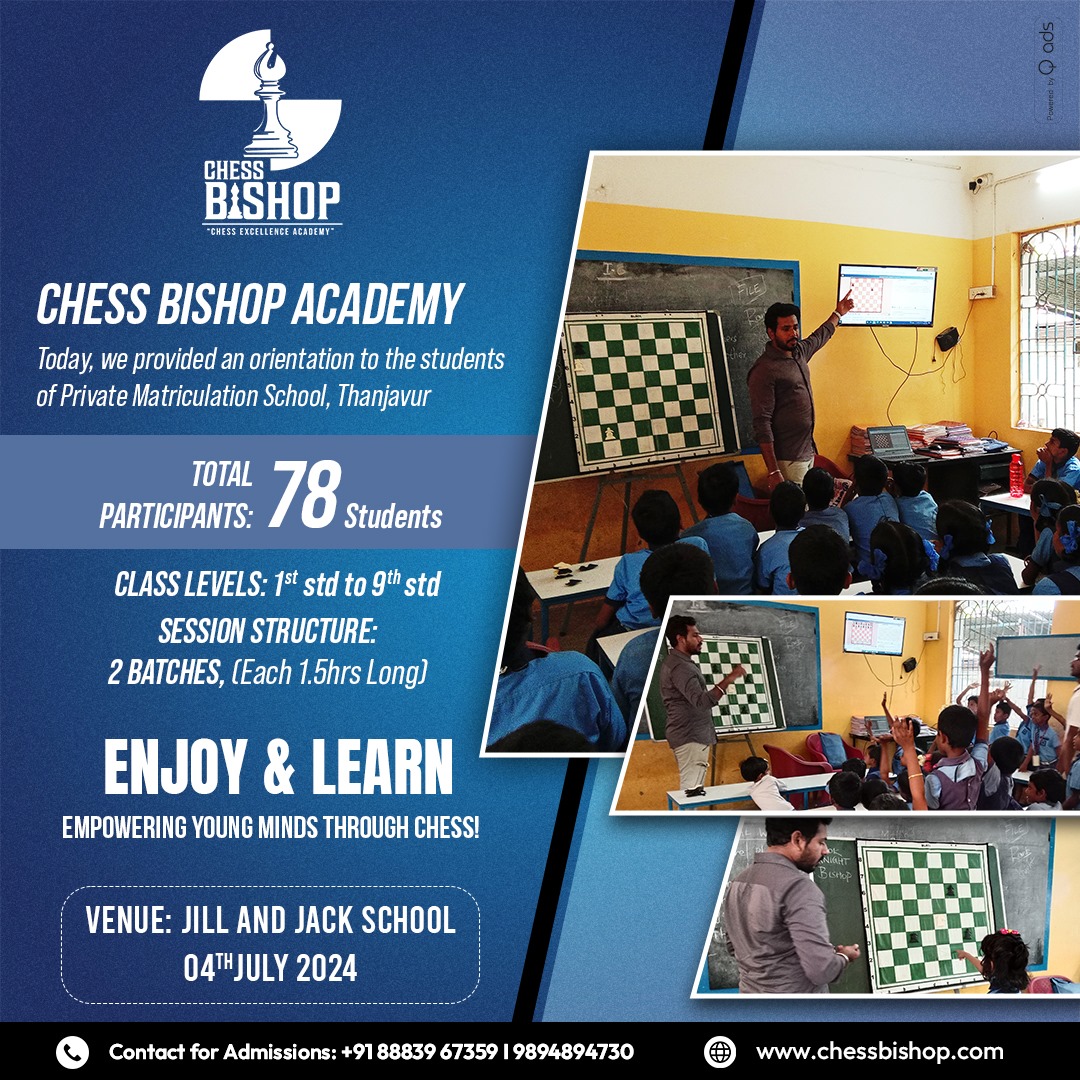 ChessBishopOff1's tweet photo. 🚀 Exciting Day at Chess Bishop Academy! 🚀

We had an incredible orientation session with the bright young minds at Private Matriculation School, Thanjavur! 🌟

📅 Date: 04th July 2024 📍 Venue: Jill and Jack School https://t.co/r6CGPlP3Ym