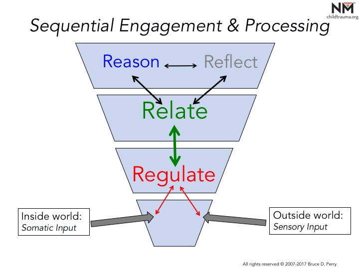 adklavano's tweet photo. This diagram from Bruce Perry is what I live by at home with my kids and in my job as a Learning Assistance Teacher.  The question is, how can kids regulate in chaotic, overwhelming classrooms? #Summer6110 @BDPerry https://t.co/7FFlnEalhj