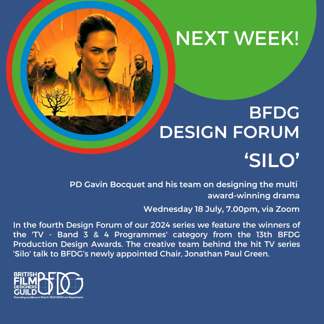 Our next Design Forum is taking place next Wednesday 18th July at 7pm via Zoom and features the multi award winning Apple TV production 'Silo'

Sign up now: bfdg.wildapricot.org/event-5664853

 #ArtDepartment #Silo #BFDGMembers #FilmIndustry #ArtisticProcess #artdepartment #productiondesign