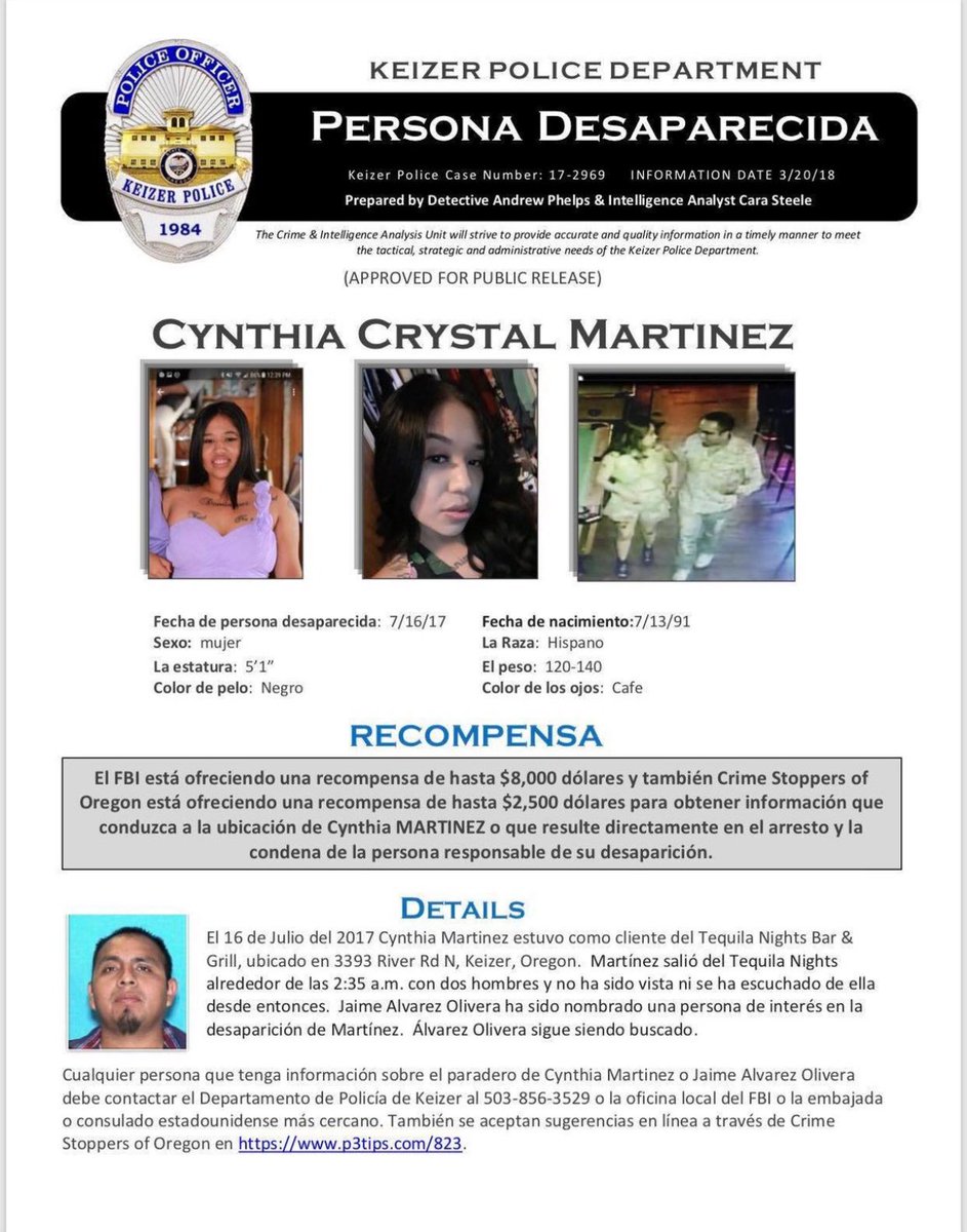 AshLou04's tweet photo. @MissingCynthia Cynthia Martinez Perez has been missing for 7 years on the July 16th! #missing @KeizerPolice @KATUNews @SalemPoliceDept @SalemReporter @Salem_Statesman @ORStatePolice @KGWNews https://t.co/jgHVxRUl1o