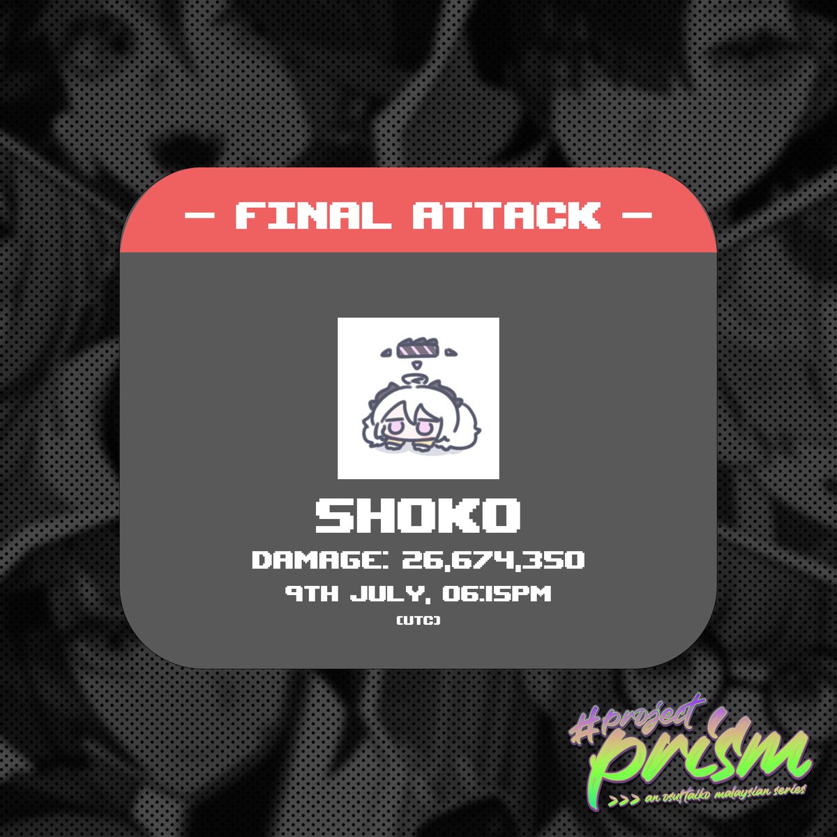 osutaikomy's tweet photo. 🏆 [RAID BATTLE STAGE 5 // END] 🏆 

Stage 5 of the Project Prism Raid Battle Campaign comes to an end with Bagel defeated! Congratulations to all the winners!! 🥳

#ProjectPrism https://t.co/6YNz7kRVtQ