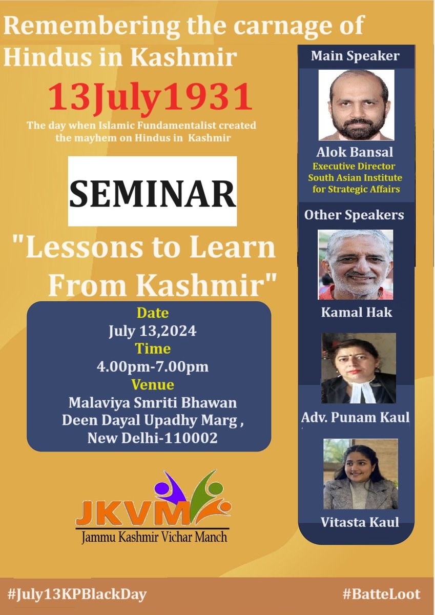 jk_jkvm's tweet photo. The episodes of events that followed on July 13, 1931, brought a never-ending era of communal feud & distrust among the people of Jammu & Kashmir. #13julykpblackday #batteloot #Kashmir
#islamicjahadis #hindublackday #13July1931 #Kathua @AartiTikoo @AdityaRajKaul @Alok795 https://t.co/zEX6WI61Lp