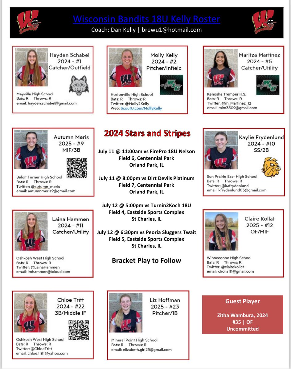 Wisconsin Bandits - Kelly (@wibanditskelly) on Twitter photo Headed south tomorrow  for the 2024 Stars and Stripes. Headed south tomorrow  for the 2024 Stars and Stripes.