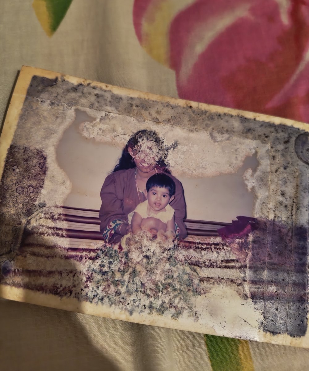natthholi's tweet photo. Some of my childhood photo albums got spoilt over time and now it looks like a Netflix documentary screengrab after I've murdered the entire family https://t.co/j5IhrPRqwn