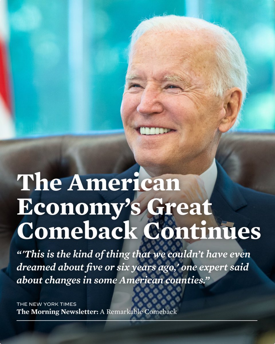 We recently learned that communities left behind by trickle-down economics – and further left behind by my predecessor – have been creating new jobs and opening new businesses at the fastest pace in decades.

The great American comeback is alive and well, folks.