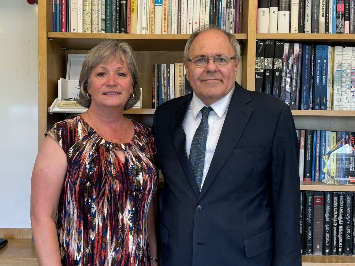 Ambassador <a href="/LisaStadelbauer/">Lisa Stadelbauer</a> met with <a href="/yadvashem/">Yad Vashem</a>'s Chairperson <a href="/AmbDaniDayan/">Dani Dayan</a> for a farewell call during which they discussed cooperation and antisemitism.