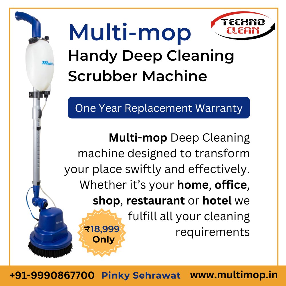 technocleaneq's tweet image. Multi-mop
Handy Deep Cleaning Scrubber Machine
Multi-mop Deep Cleaning machine designed to transform your place swiftly and effectively.
📞 +91-9990867700 (Pinky Sehrawat)
🌐 multimop.in

#HandyDeepCleaning
#ScrubberMachine
#ReplacementWarranty
#HomeCleaning