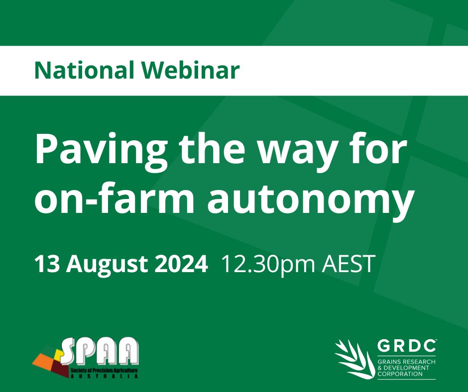 PrecisionAgAus(SPAA) (@spaa_inc) on Twitter photo Don't miss this free webinar, exploring the path from manual processes to on-farm autonomy.
Keynote speaker Emma Leonard from <a href="/AgriKnowHow/">Emma-AgriKnowHow</a>, WA grower Tom Longmire, <a href="/SwarmFarm/">SwarmFarm Robotics</a> and more.
bit.ly/3XWsy2b Don't miss this free webinar, exploring the path from manual processes to on-farm autonomy.
Keynote speaker Emma Leonard from <a href="/AgriKnowHow/">Emma-AgriKnowHow</a>, WA grower Tom Longmire, <a href="/SwarmFarm/">SwarmFarm Robotics</a> and more.
bit.ly/3XWsy2b
