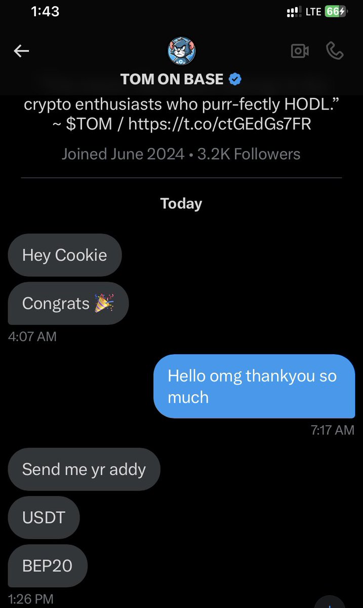 cookswt's tweet photo. Received my prize from @BasedTomCat
Thankyou so much for choosing me 🫡
#TOMFAM https://t.co/1enf3hJBtT