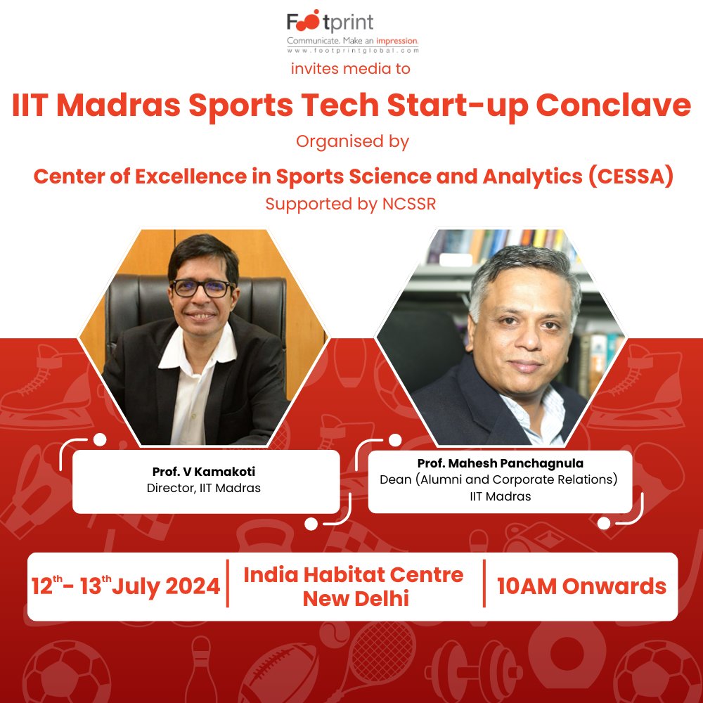 FGCTweets's tweet photo. Footprint invites media to the @iitmadras Sports Tech Start-up Conclave, organized by the Center of Excellence in Sports Science and Analytics (CESSA) and supported by NCSSR.
#SportsTech #StartupConclave #SportsScience #Innovation #NCSSR #MediaInvite #TechInnovation https://t.co/PDY4zl2zRj