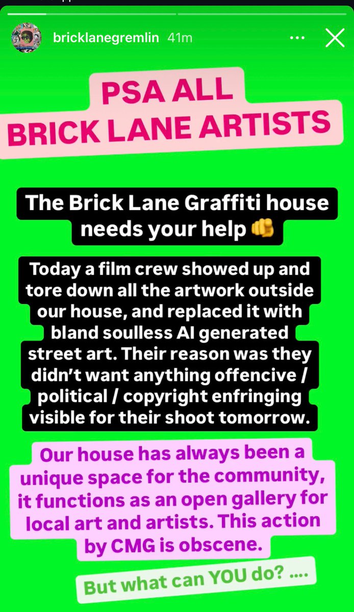 So this happened yesterday...

Basically a production crew turned up at an iconic London pasteup spot and rather than finding the contacts for (and paying) the artists who've had work on that wall for years, they did this: