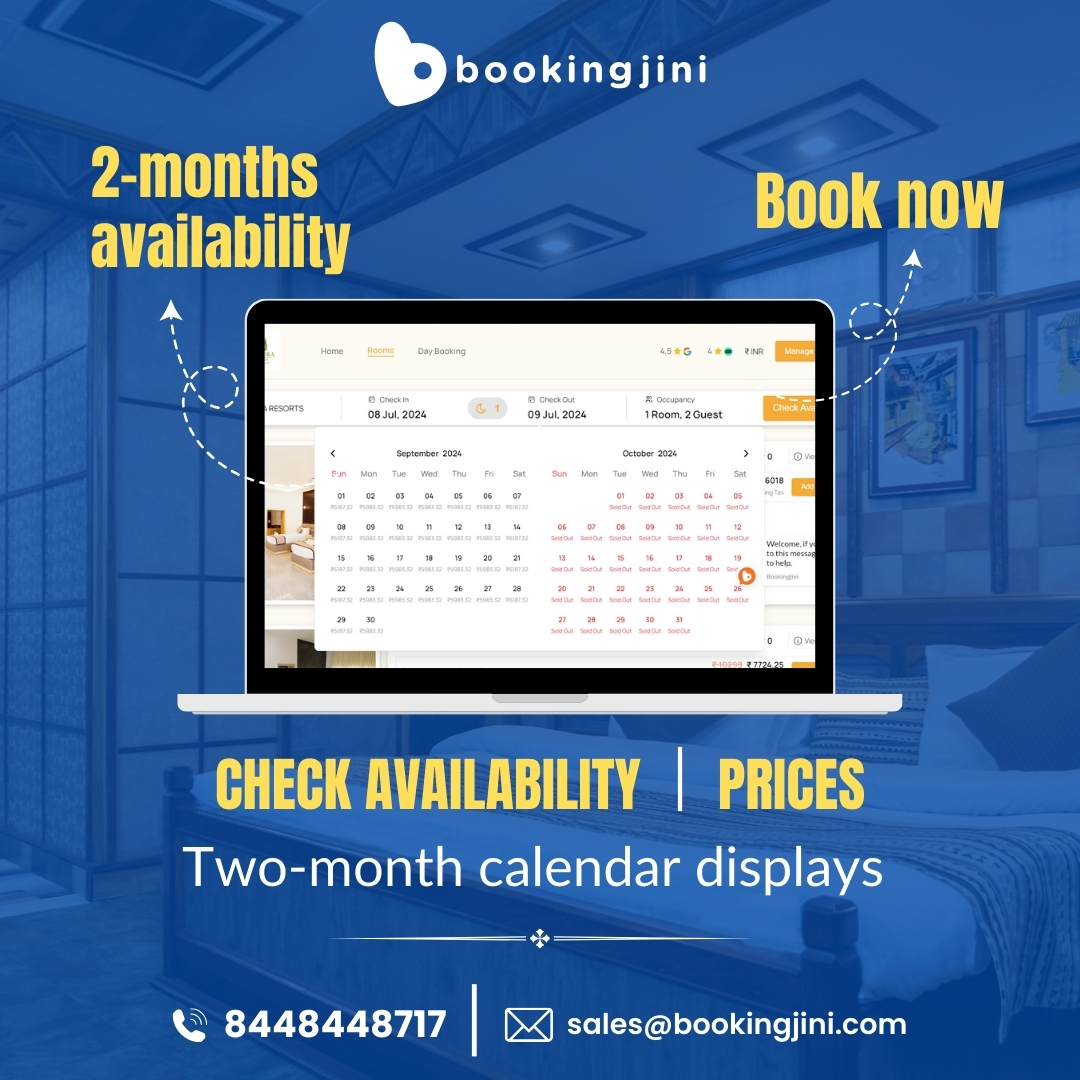 bookingjini's tweet photo. Plan ahead with ease! Check availability on our comprehensive 2-month calendar display and secure your dates in advance.
Visit Website- https://t.co/PBSSH80Psu
#Bookingjini #bookingengine #hoteliers #hotelsoftware #checkavailability #CalendarDisplay #booknow https://t.co/pN55PtWfei