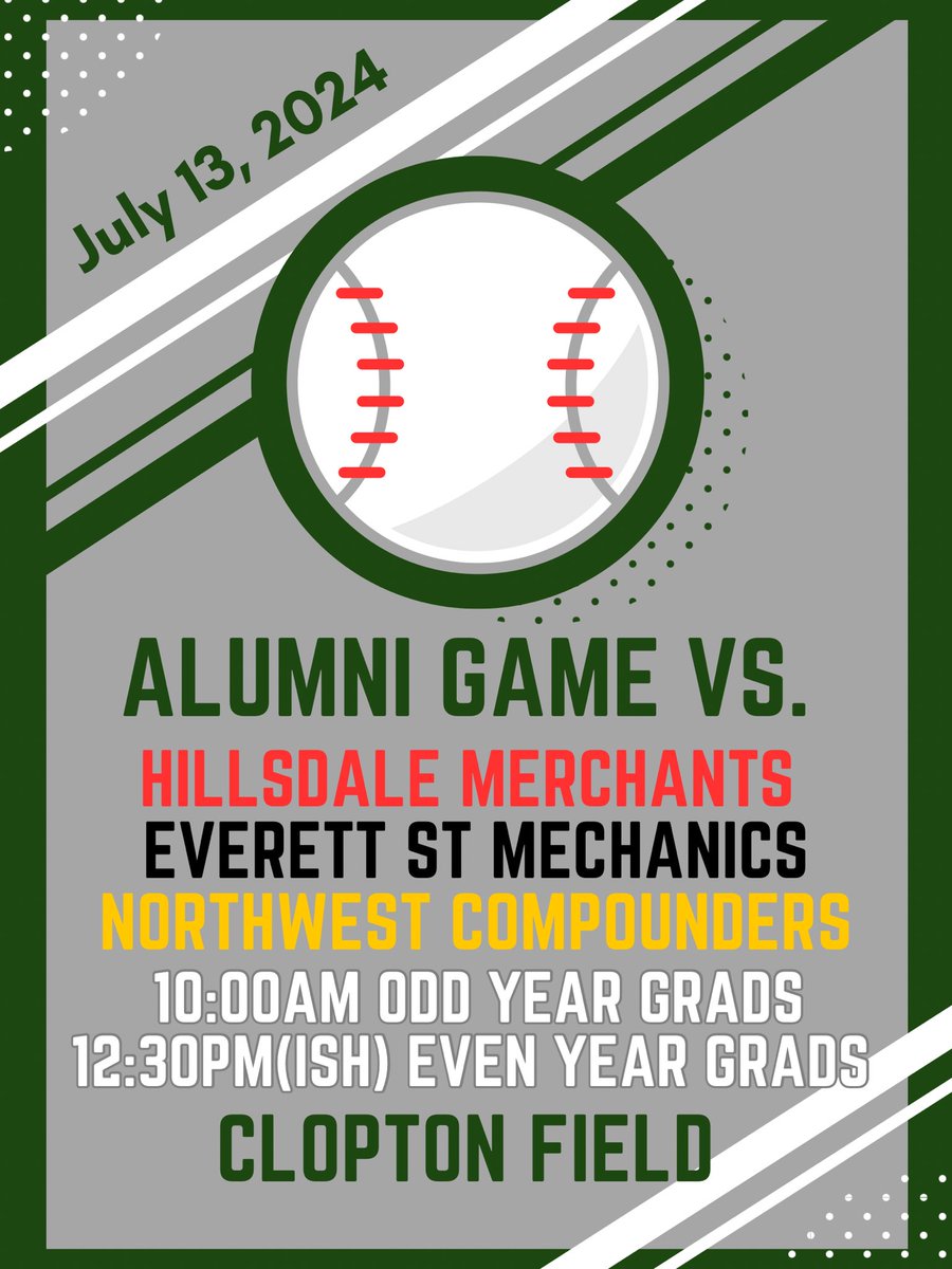 IBWHSbaseball's tweet photo. This Alumni Game is this Saturday.  Odd year grads up first at 10am with the Even year grads in game two. #makesomememories #makesuretostretch #boysmenandseniorcitizensofsummer https://t.co/sfky7ERsOZ
