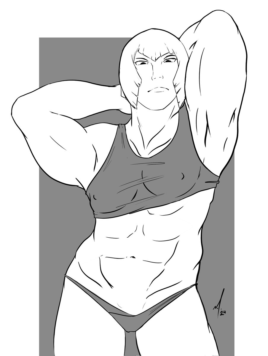 heylaughingboy's tweet photo. #Sf6 Marisa sketch. If I ever find the muscle ref, I'll post her. Till then, just a sketch of my fave big lady who punch hard. https://t.co/1nIAemxSPS