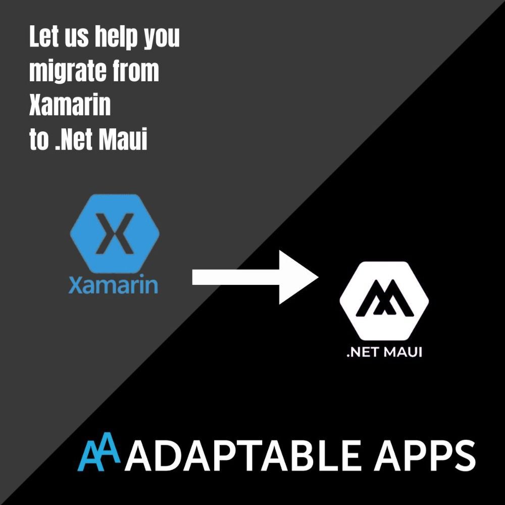 AdaptableApps's tweet photo. Introducing our Xamarin to Maui Migration Service! We can help you migrate your existing Xamarin apps to .NET MAUI as support for Xamarin has already ended. Email development@adaptableapps.net to arrange a meeting. #xamarin #maui #migrate #mobile #softwaredevelopment https://t.co/JFwvHeg5O6