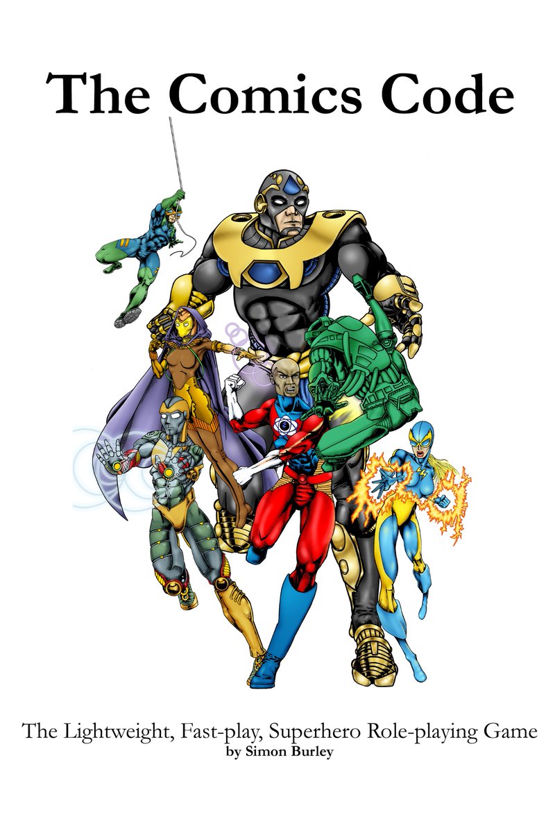 squadronuk's tweet image. #ttrpgthoughts as an example of yesterdays thought. My first published #ttrpg - roll a character, play RAW - whoosh! Bronze Age Marvel! (Enable,) But later I wrote one where the players can be anything they want but they have to bring their ideas to the table. (Allow.)