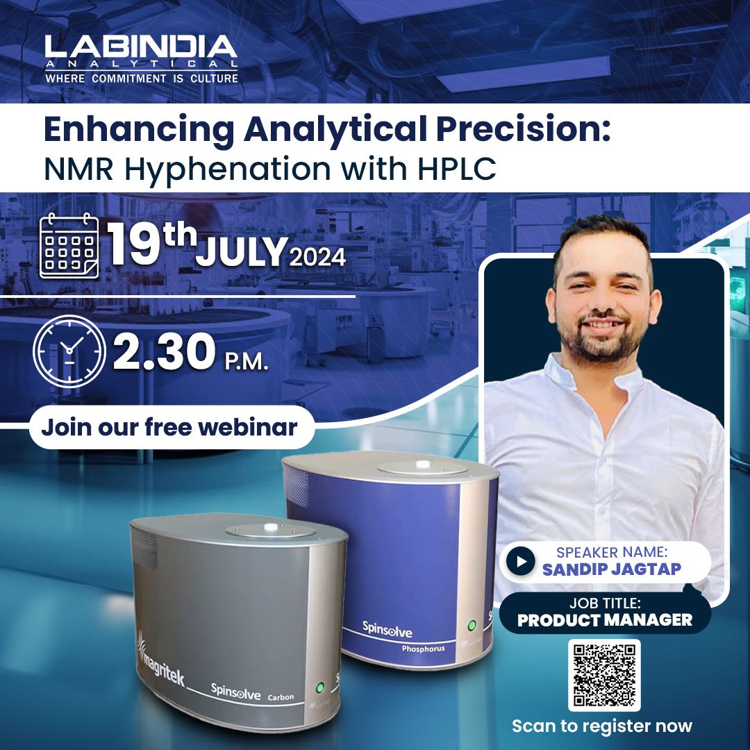 Laipl's tweet image. Join us for an insightful webinar titled "Enhancing Analytical Precision NMR Hyphenation with HPLC" on July 19 at 2:30 p.m.

#Labindia #labindiaanalytical #labindiaexhibition #exhibition #Online #FreeWebinar #webinar #science #NMR