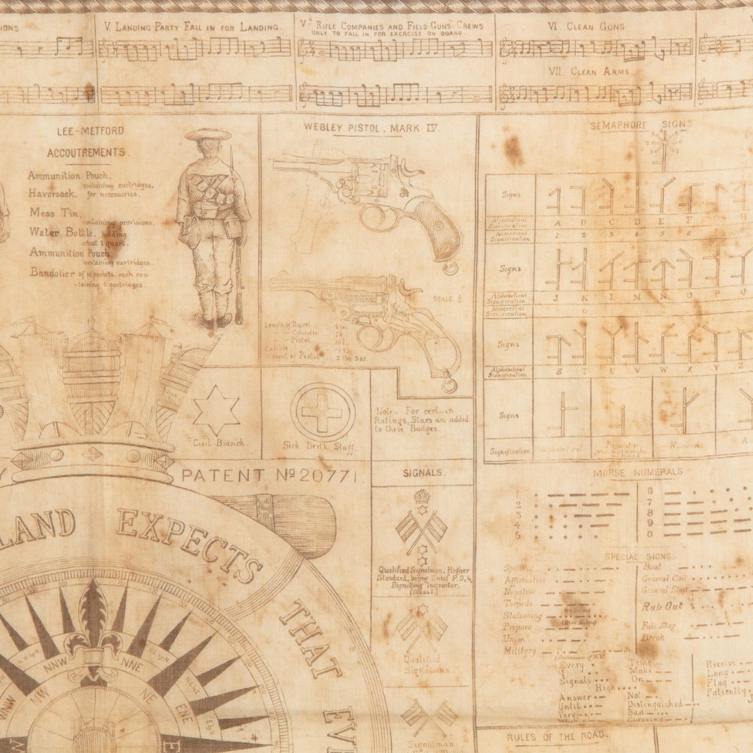 nz_maritime's tweet photo. A unique piece of nautical history has emerged from our collection: a sailor's neckerchief. From cutlass exercises to naval salutes, seamanβs proverbs to naval signals, this neckerchief has it all!
Read more in our latest blog post:
https://t.co/ieQ5upPMyI
#NZMMDigitisation https://t.co/rRV8GdMbCF