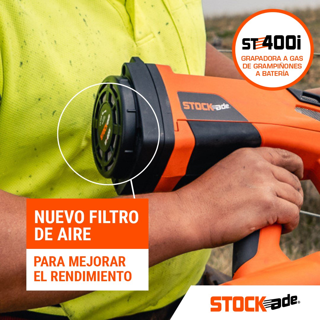 👌Nuevo filtro de aire. Mejora el rendimiento del clavado para que el trabajo sea más rápido, fácil y seguro. ¡Ahorra tiempo, energía y dinero!  

#NeverStopBuilding #stockade #agricultor #ganadero #cercas #clavadora  #CercadoRápido #CercadoSeguro #GrapadoraST400i