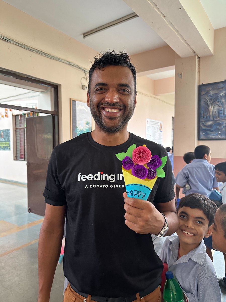 deepigoyal's tweet photo. Spent the first part of Zomato’s 16th birthday visiting and celebrating with kids at a Zomato @FeedingIndia supported school. Received much love, and so so many high fives ❤️ https://t.co/oe77nwSz2D