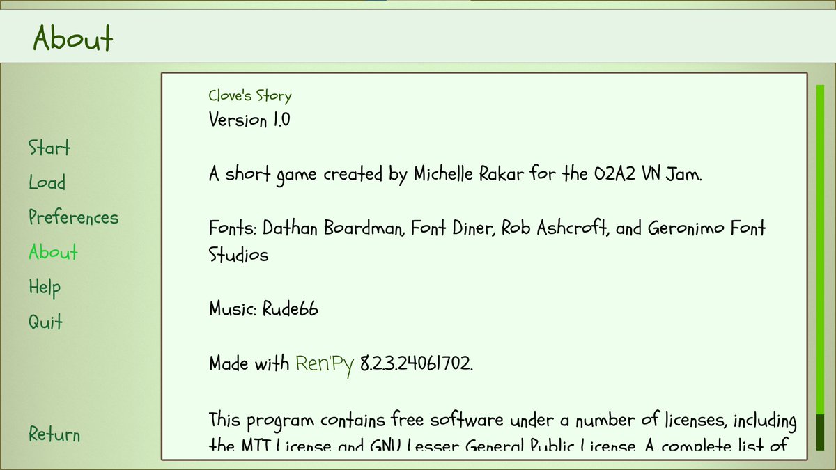 MichelleRakar's tweet photo. I worked a lot on the GUI for my #O2A2VNJam project! I made them pretty simple but wanted them to at least be different enough from the defaults in RenPy. I also updated the fonts and name box positions by exploring the gui and options.rpy files. I started the title too! #O2A2 https://t.co/viIuIbgVSg