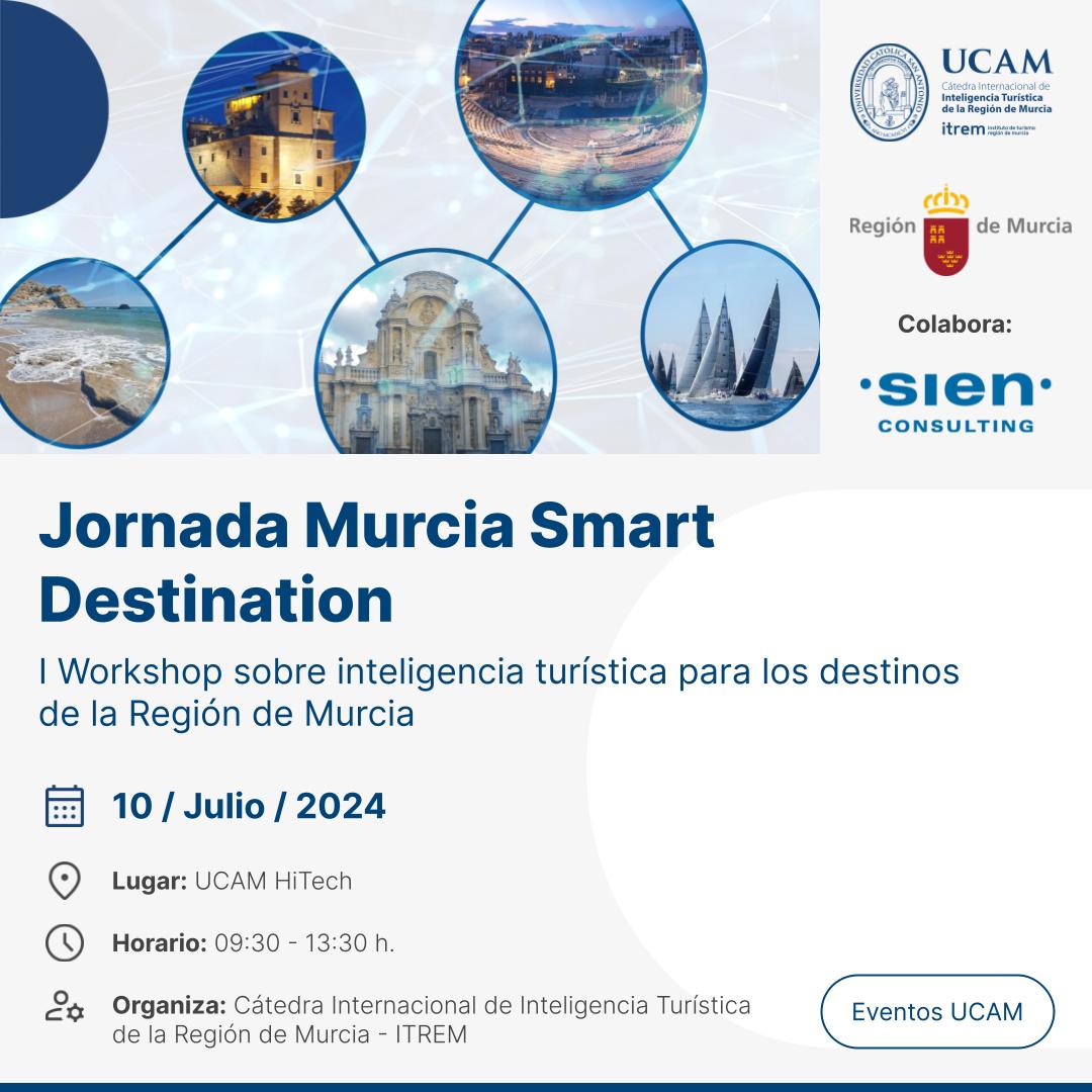 🔝 <a href="/HitechUCAM/">UCAM HiTech</a> acoge esta mañana el I Workshop sobre inteligencia turística para los destinos de la Región de Murcia. 
✅ Dirigido a profesionales del sector turístico y estudiantes. 
Toda la inf.: ow.ly/kSOt50SysX9
<a href="/itremurcia/">Instituto de Turismo de la Región de Murcia</a> <a href="/UCAM_Turismo/">UCAM Turismo</a> <a href="/UCAM_Empresa/">Facultad Economía y Empresa UCAM</a>