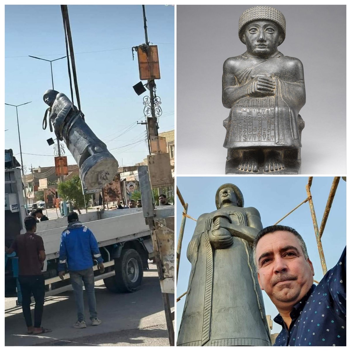 albllly1's tweet photo. إزالة نصب الملك كوديا في جنوب العراق
باعتباره ( صنم ) ولا يتناسب مع الفكر الإسلامي الحسيني ..
وهو من أعمال النحات العراقي الشاب " أحمد حسن "
الملك كوديا 2144 - 2124 قبل الميلاد 𒅗𒌤𒀀 هو حاكم مدينة لكش ويعتبر أول نبي في التاريخ وأول من قام ببناء معبد مقدس إي-نينو  في التاريخ 👇 https://t.co/UwD4Cj4mhm