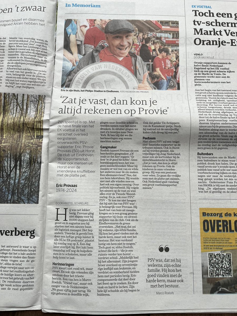 peterleijsten's tweet photo. Mooi, @marcoroelofs zwaait zijn maat en ‘bescheiden gangmaker’ @Provie_of_Proof vandaag op waardige wijze uit in de krant. https://t.co/uQYv6dmtVv