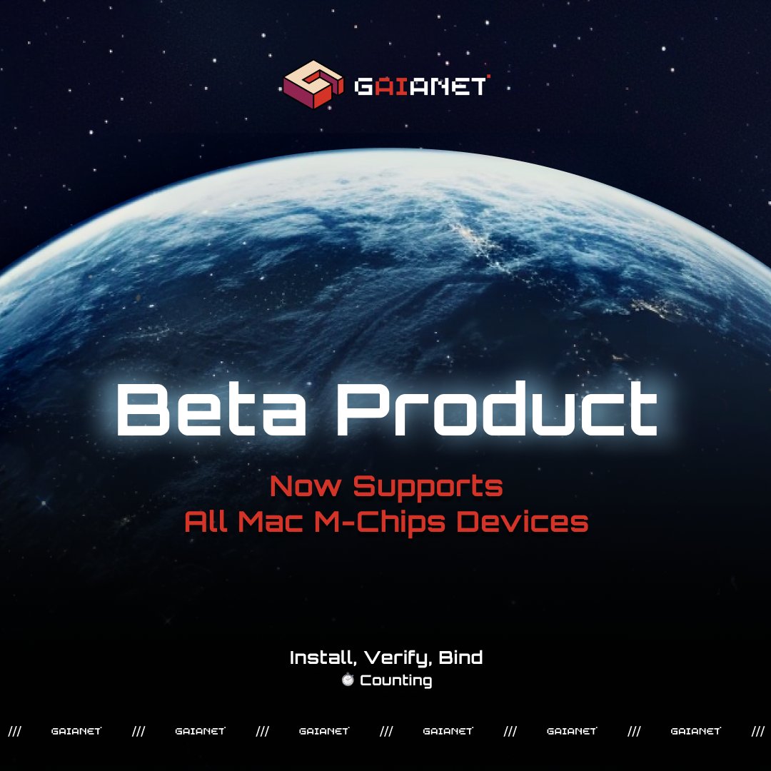 Gaianet_AI's tweet image. Calling for all Apple M chip device holders! Excited to announce that GaiaNet’s Beta Product supports all M chip devices now!

Join GaiaNet and set up your node with your M1, M2, M3 devices in ~5mins with simple steps. Give it a try👇: 
github.com/gaianet-ai/gai……