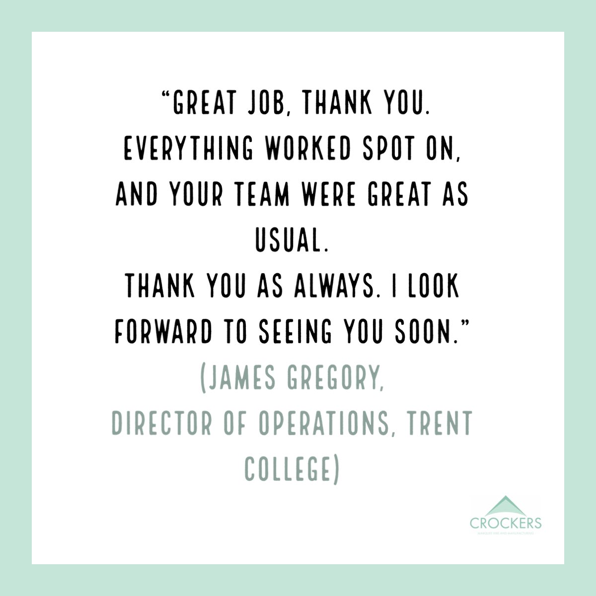 Here at Team Crockers, we pull out all the stops to make sure our customers are 💯 satisfied with our service and our marquees. 

#marqueecompany #feedbackmatters #marqueehire #marqueeevent #derbyshire #nottinghamshire