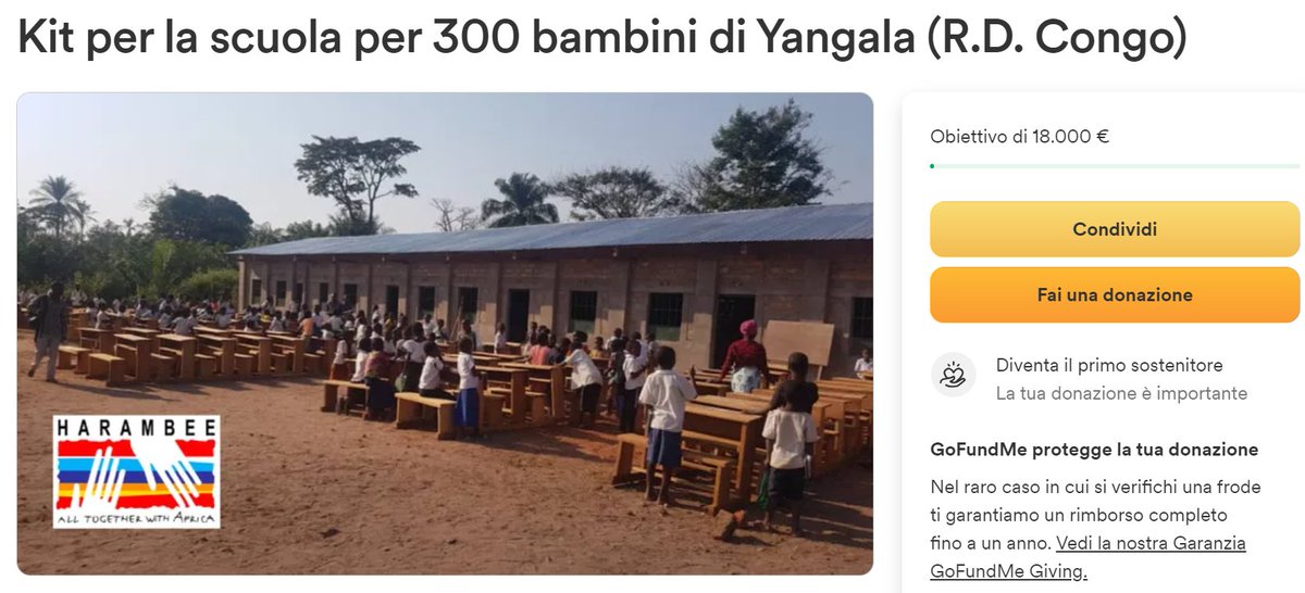 HarambeeAfrica's tweet photo. 🤚Rendi speciali le tue vacanze estive aiutando chi è meno fortunato! 
Unisciti a noi con #GoFundMe per la scuola di Kuiz Kuajima a Yangala, RD Congo. 
Con 60€ copri un anno di istruzione per un bambino. Ogni donazione è un investimento nel futuro!
👉https://t.co/Wu9DA9aaXT https://t.co/FkSydAZKMB