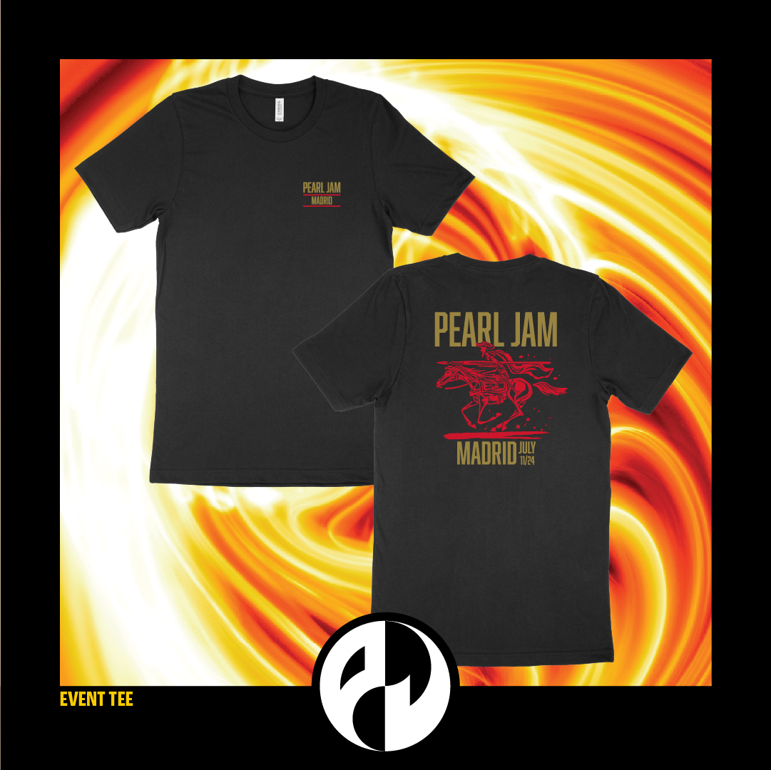 PearlJam's tweet photo. Madrid, Dark Matter is coming to you early! Get your Pearl Jam merch now for the @madcoolfestival show tomorrow.  

Event Poster Artist: Villy Villian

The event poster and merch are all available starting at 5pm. https://t.co/wFZI7XLGW3