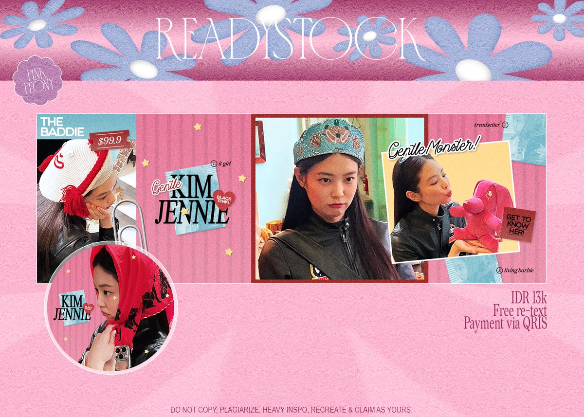 help repost ya, thank you! #zonauang

hai aku ada readystock JENNIE harganya 13k sudah termasuk free retext &amp; bisa payment QRIS! 🌟