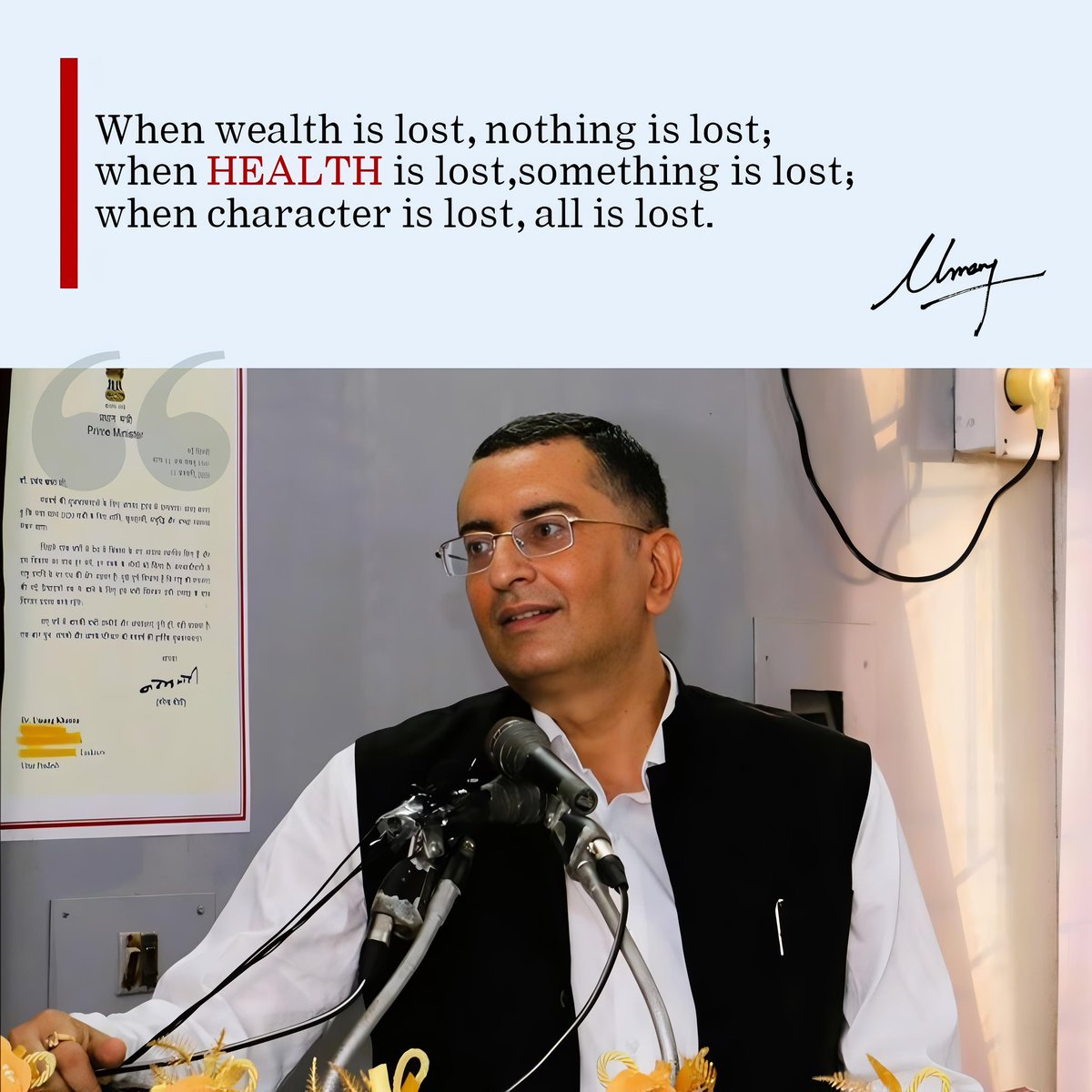 drumangkhanna's tweet photo. โWhen wealth is lost, nothing is lost; when health is lost, something is lost; when character is lost, all is lost.โ This timeless saying reminds us of the true priorities in life.โ
#prioritiesinlife #drumangkhanna https://t.co/ftZQNLz3m1
