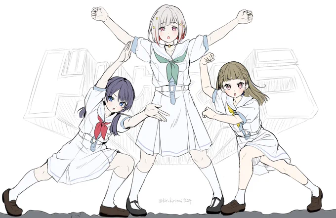 赤・青・黄の3人戦隊といえば、ね。#蓮ノ空美術部 #With蓮ノ空 