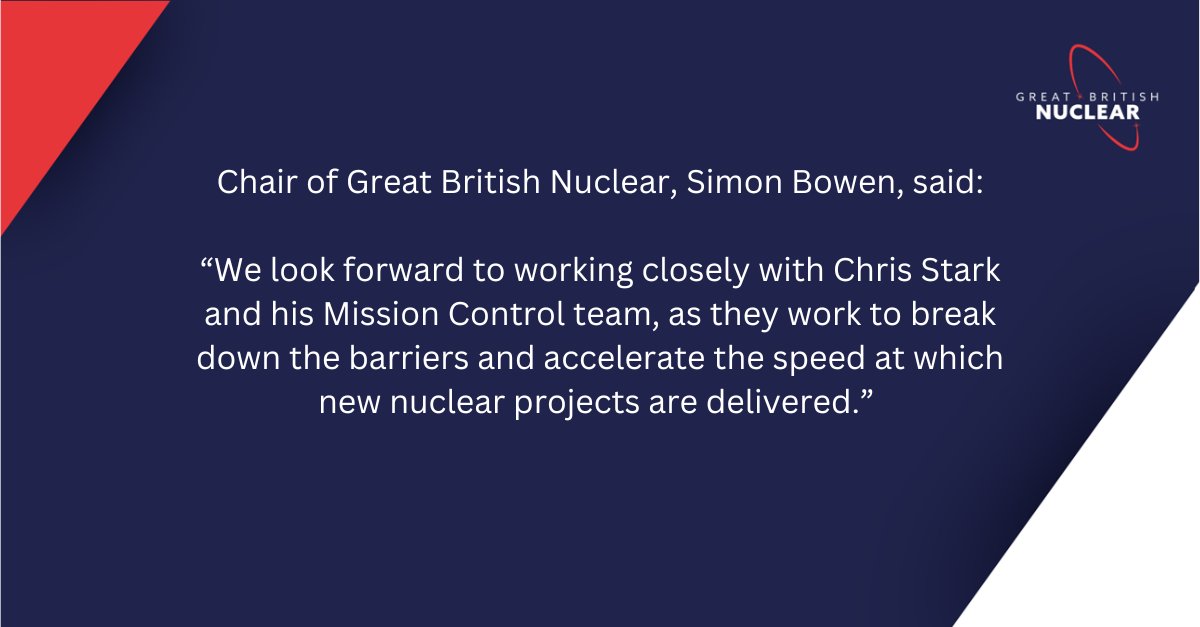 Great British Nuclear (@gbngovuk) on Twitter photo We welcome the appointment of <a href="/StarkClimate/">Chris Stark</a> to lead the new Mission Control to help provide Britain with cheaper, clean power.
#Nuclear energy will be a key part of making Britain's energy system secure, clean and affordable.
gov.uk/government/new…
#NetZero <a href="/energygovuk/">Department for Energy Security and Net Zero</a> We welcome the appointment of <a href="/StarkClimate/">Chris Stark</a> to lead the new Mission Control to help provide Britain with cheaper, clean power.
#Nuclear energy will be a key part of making Britain's energy system secure, clean and affordable.
gov.uk/government/new…
#NetZero <a href="/energygovuk/">Department for Energy Security and Net Zero</a>