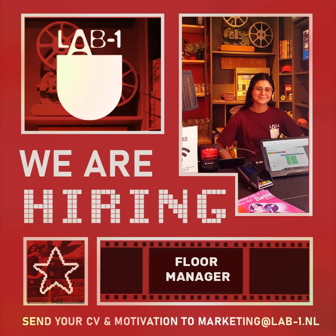🌟We're looking for a responsible, focused and organized person to manage our cinema! 💪 

Read more under VACATURES on our website and send your CV to marketing@lab-1.nl