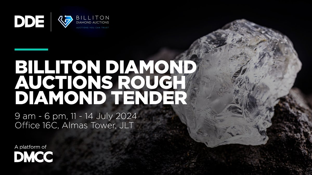 DDE_by_DMCC's tweet image. Attend the latest rough diamond tender featuring premium #Angolan stones (+10CTs to +5) by Billiton Diamond Auctions on 11-14 July in @AlmasTowerDMCC. Reserve your appointment at hubs.li/Q02F_fmz0