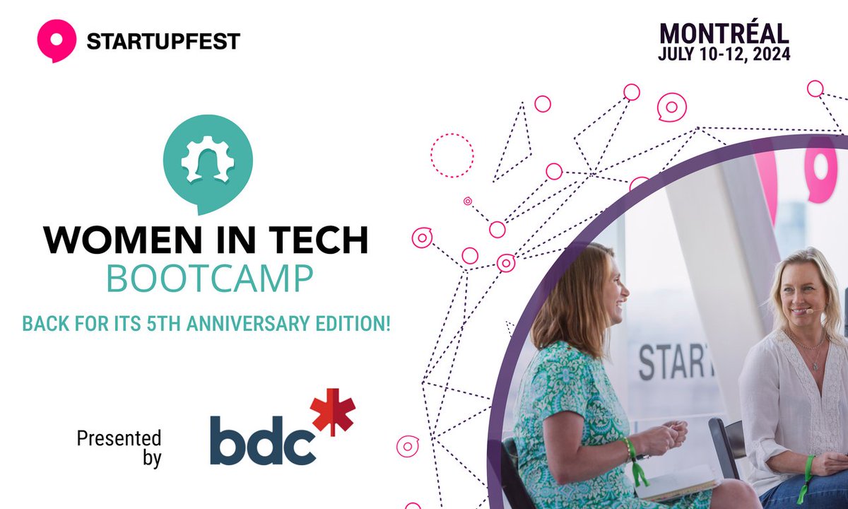 startupfest's tweet photo. The 5th anniversary edition of @BDC_Capital's Women in Tech Bootcamp starts in 30 minutes! Grab that coffee and see you on the Sky Stage. #WiTBootcamp #Startupfest https://t.co/AJLKGH9Xpm